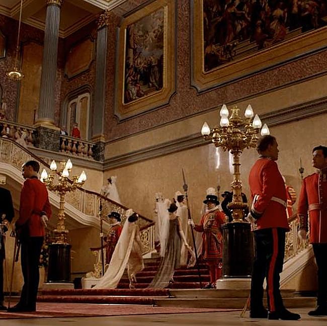 Interior de la Lancaster House en un momento del rodaje de Downton Abbey.
