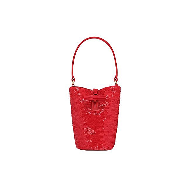 Bolso con detalle de lentejuelas en rojo de Longchamp.