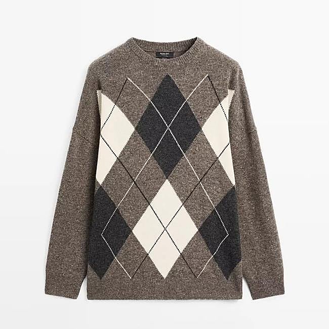 Jersey punto rombos oversize 100% lana (69,95€)