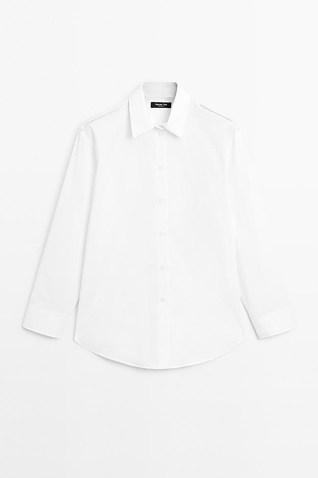 Camisa popellín detalle hombro 100% algodón (35,95€)