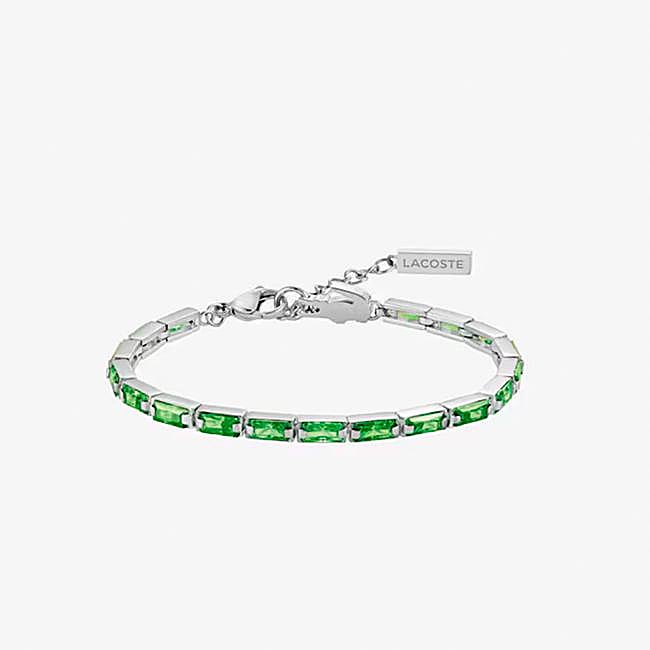 Pulsera con detalle de brillos en verde Lacoste.