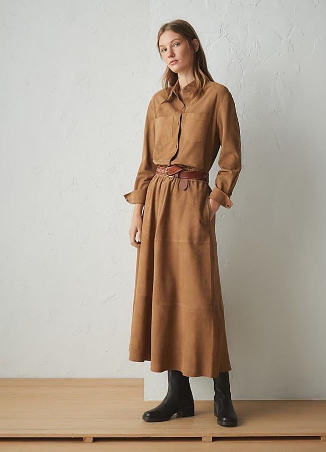 Imagen - Falda de piel de ante con vuelo