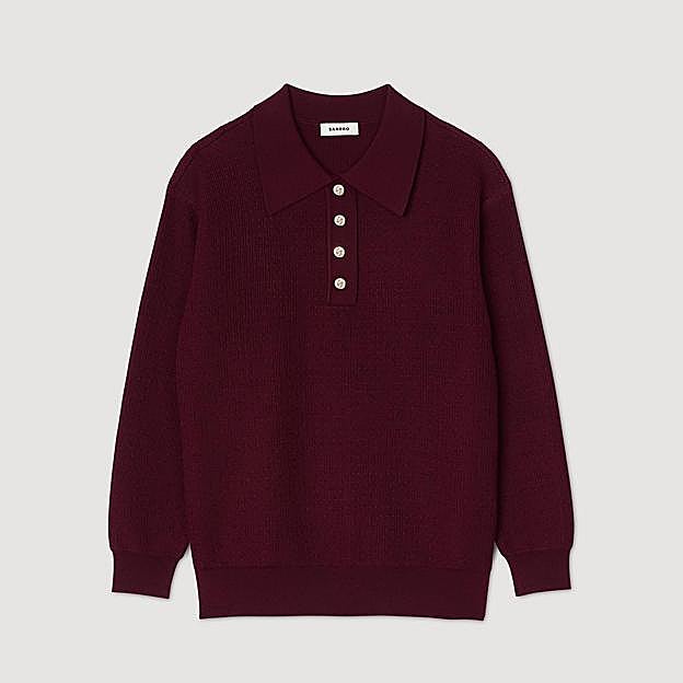 Imagen principal - Jersey trenzado con cuello de polo de Sandro (235€)/ Polo con strass de cashmere ultrafine de Falconeri (268€)/ Cashmere-blend polo shirt (75,99€)