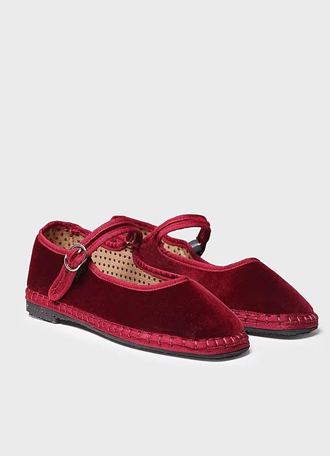 Imagen - Merceditas de terciopelo burdeos