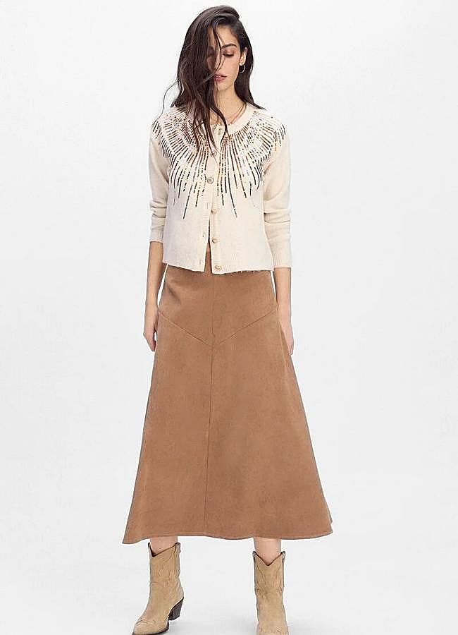 Imagen - Falda midi evasé efecto antelina (29,99€)