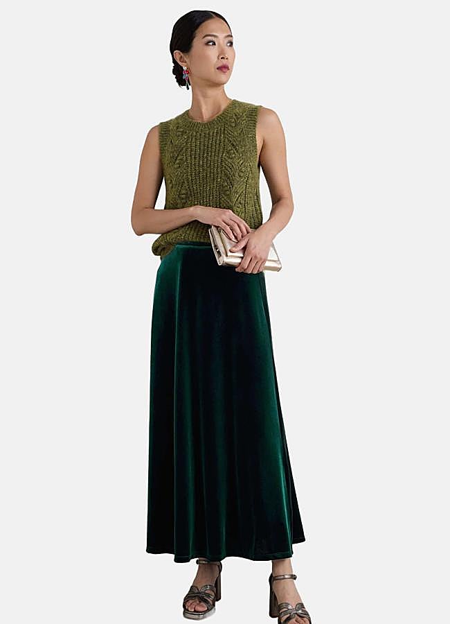 Imagen - Falda de terciopelo liso en verde