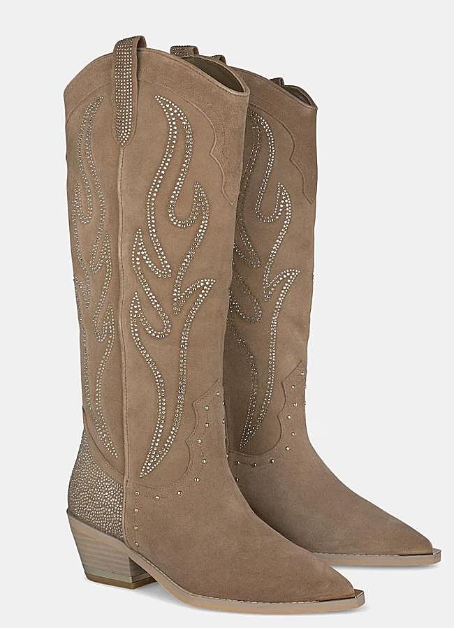 Imagen - Botas cowboy de serraje con pedrería