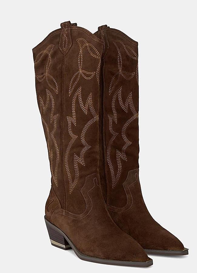 Imagen - Botas cowboy de serraje marrón chocolate