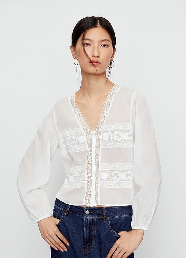 Imagen - Blusa con detalle de encaje de eseOese.