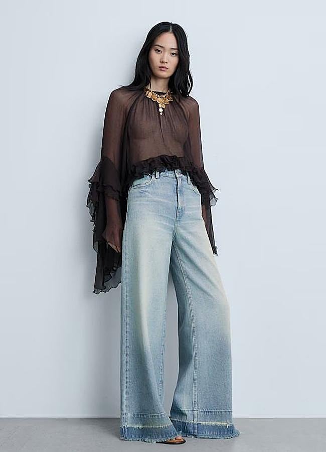 Imagen - Vaqueros wide leg con bajo deshilachado