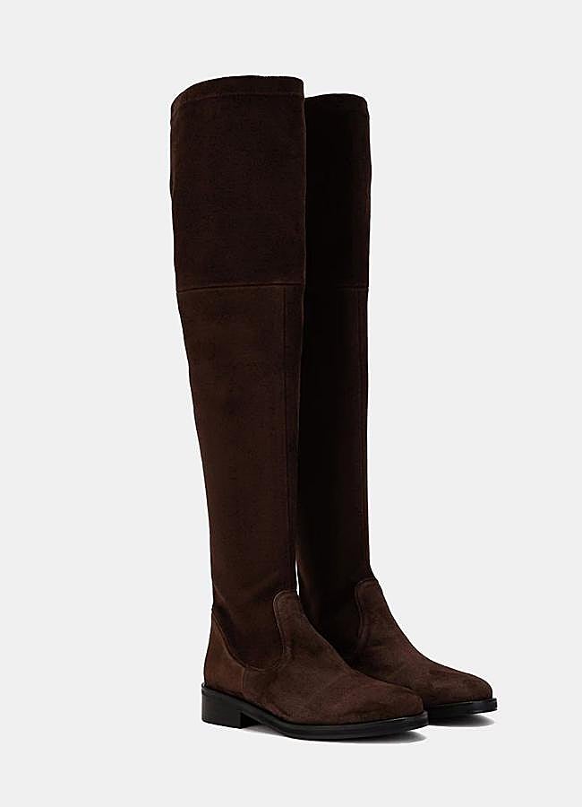 Imagen - Botas planas de ante XL en marrón chocolate