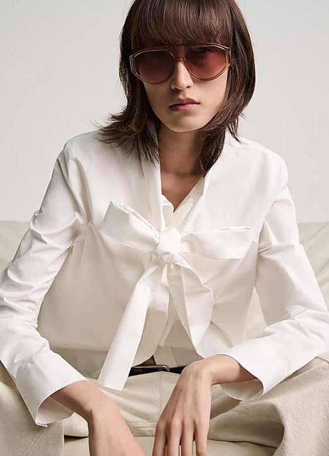 Imagen - Camisa de algodón blanca con lazo