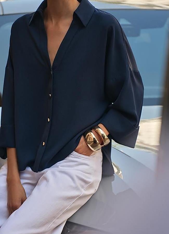 Imagen - Camisa oversize azul marino