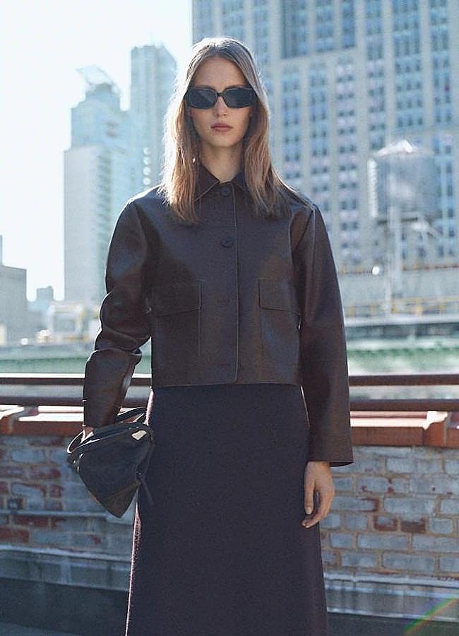 Imagen - Chaqueta efecto cuero marrón chocolate