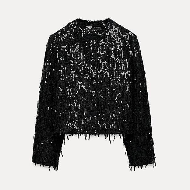 Chaqueta de flecos y lentejuelas (45,99€ en rebajas)