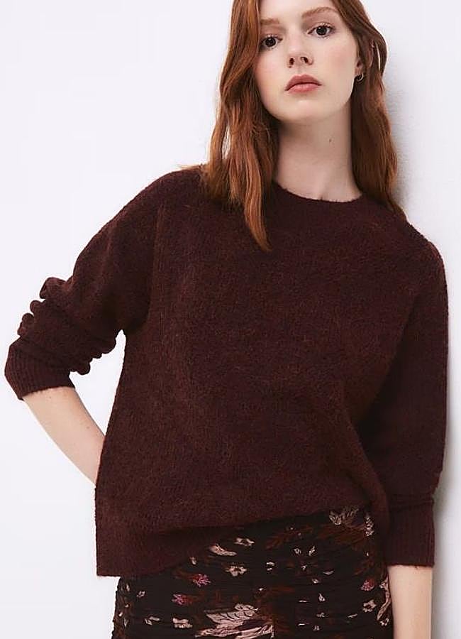 Imagen - Jersey básico burdeos en tejido de lana