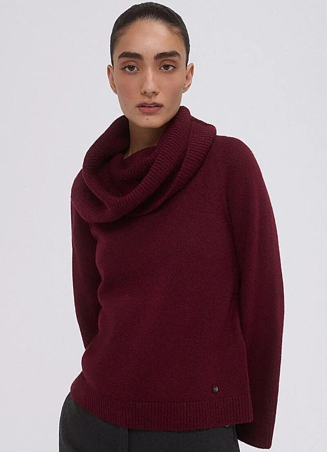 Imagen - Jersey oversize burdeos con cuello alto