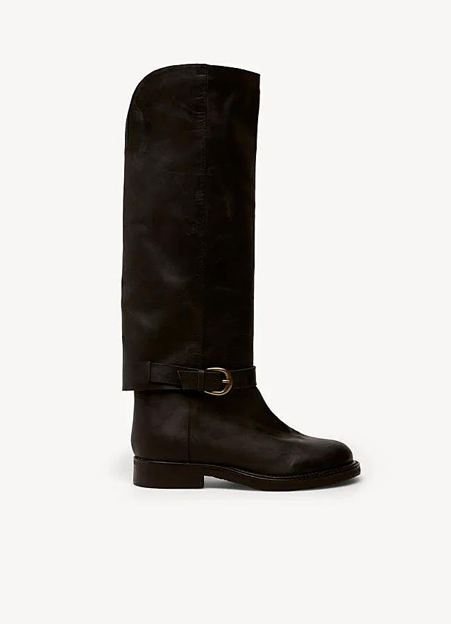 Imagen - Botas altas de piel planas en negro