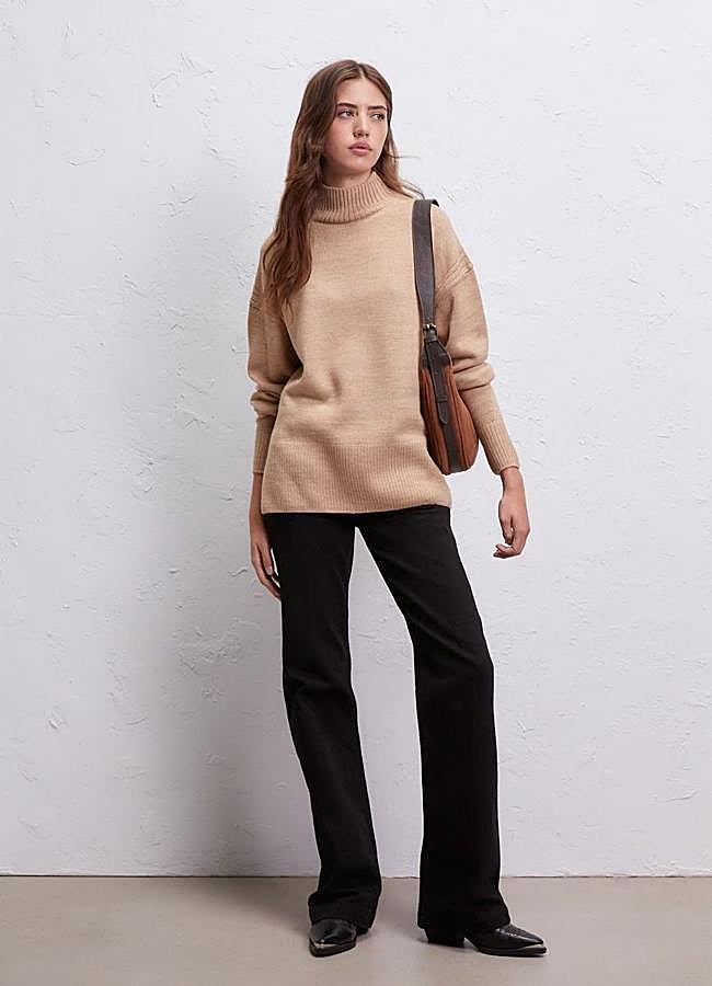 Imagen - Jersey de cuello cisne camel