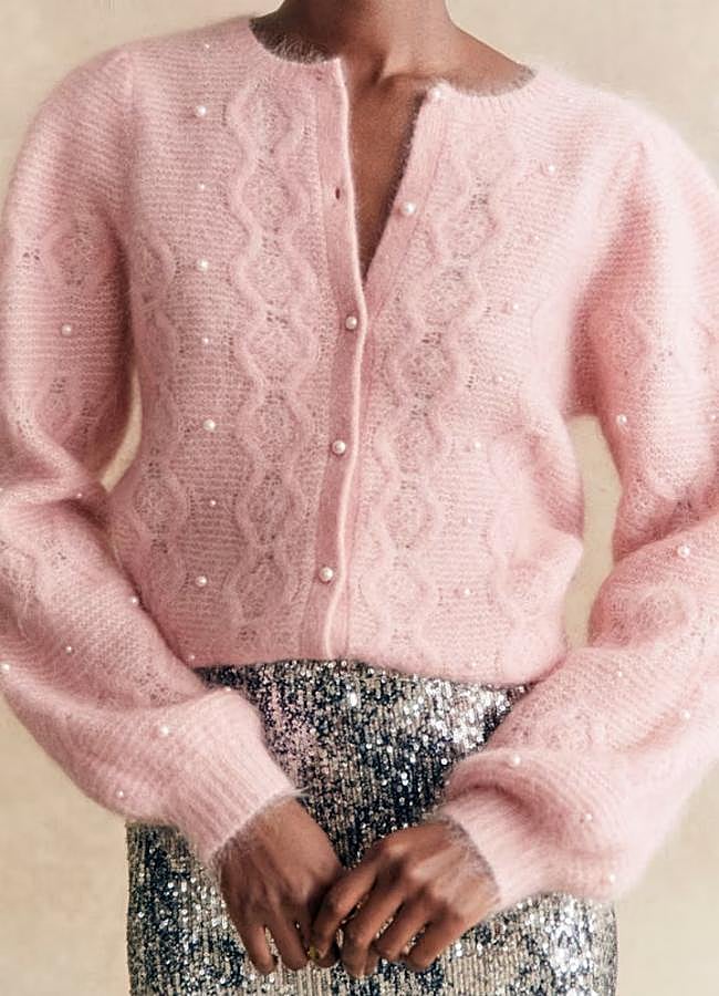 Imagen - Cárdigan de punto en color rosa empolvado de Sézane.