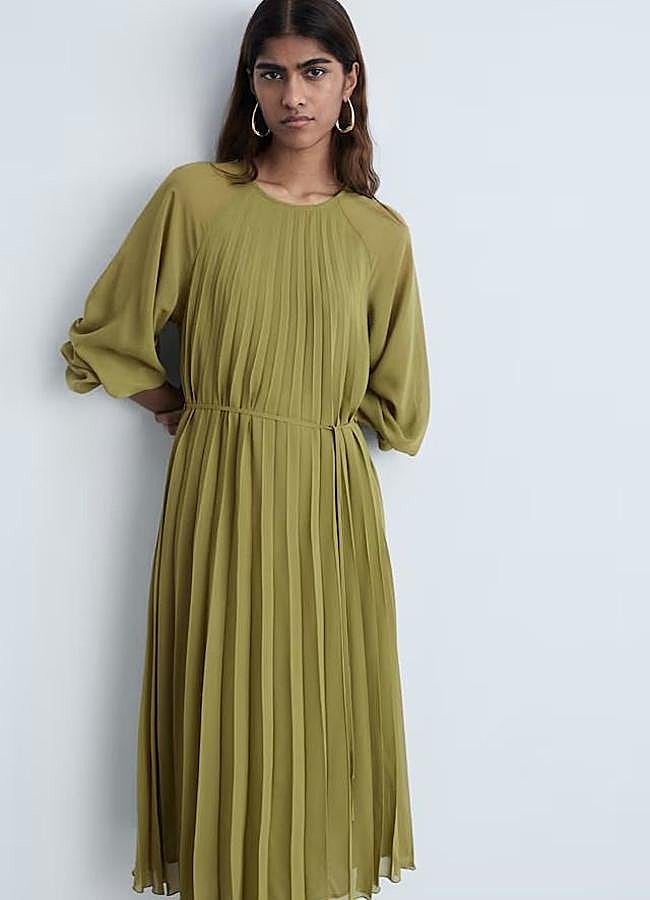 Imagen - Vestido midi plisado color verde