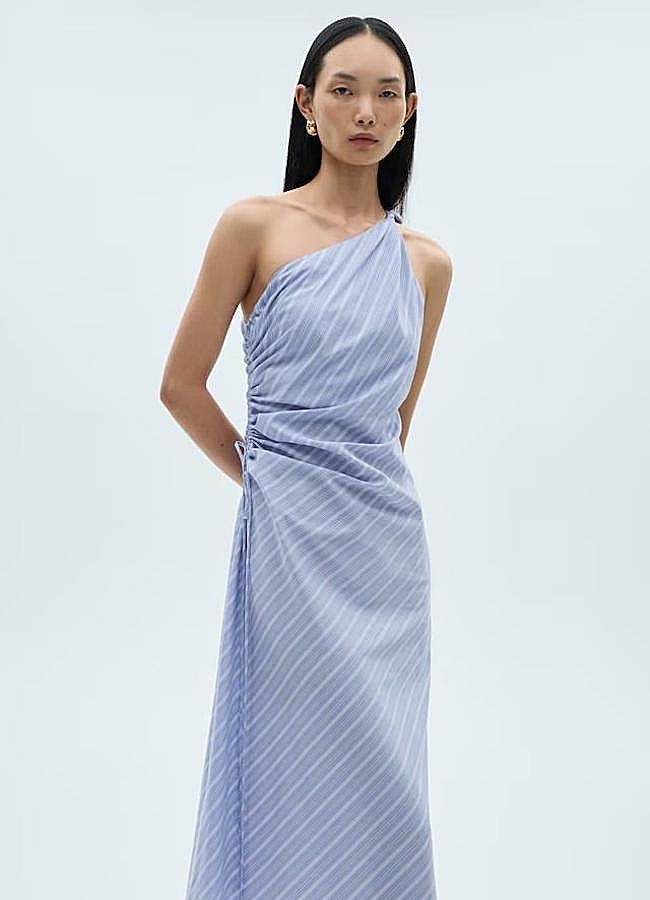 Imagen - Vestido midi con estampado de rayas asimétrico