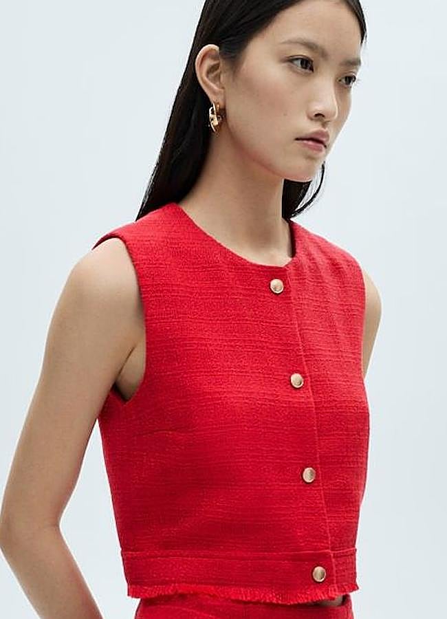 Imagen - Chaleco de tweed en color rojo