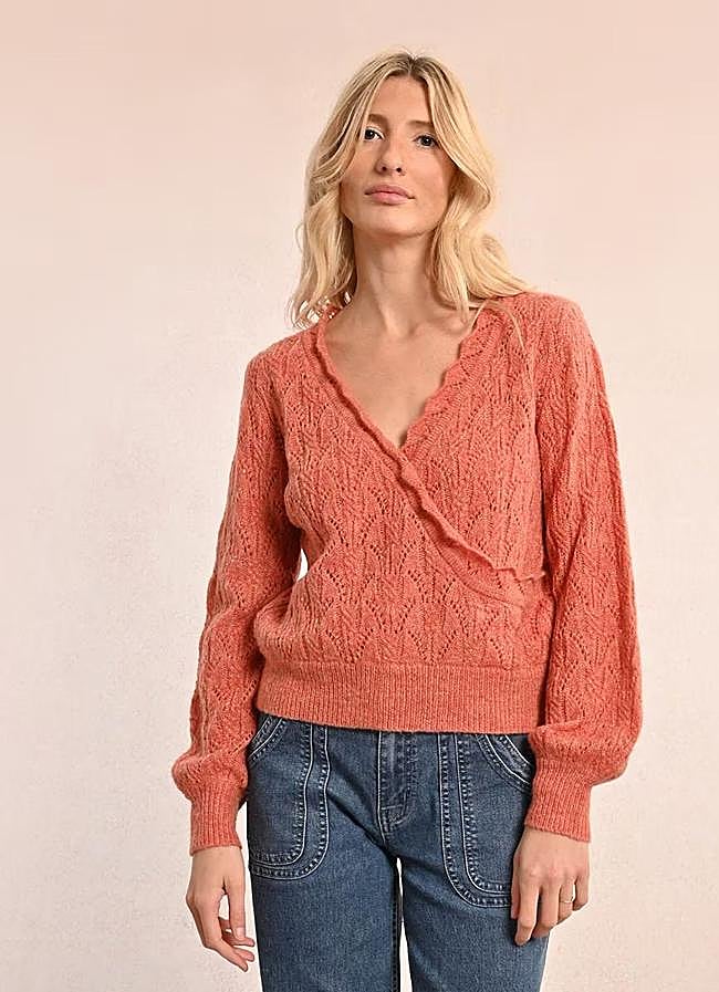 Imagen - Jersey naranja claro con detalles de puntilla