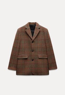 Imagen secundaria 2 - Blazer con estampado de cuadros en marrón de Zara (49,99 euros).
