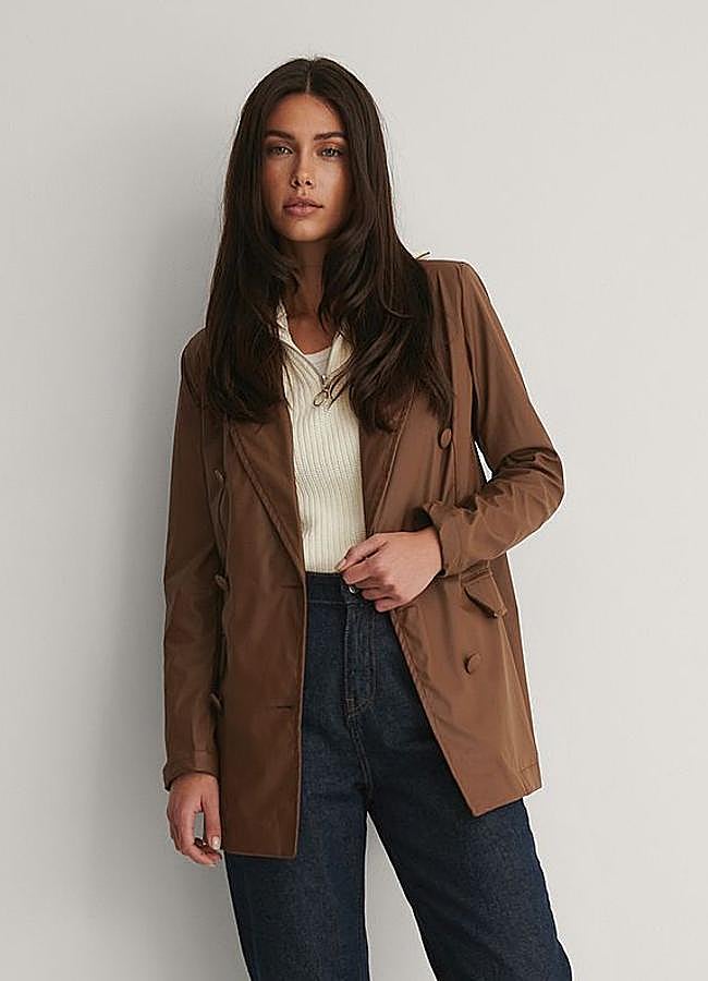 Imagen - Blazer efecto piel marrón cruzada