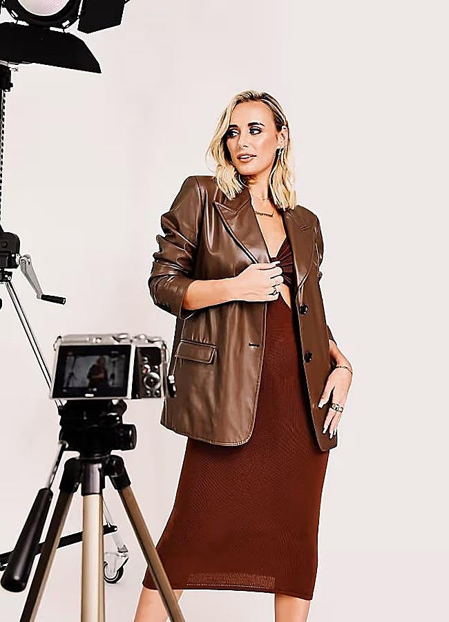 Imagen - Blazer efecto piel marrón estilo boyfriend