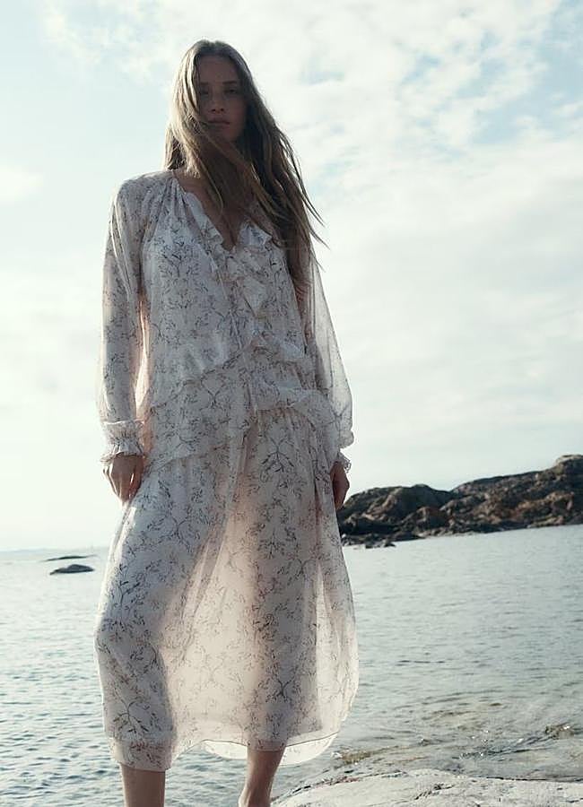 Imagen - Vestido floral print en rosa pastel con volantes