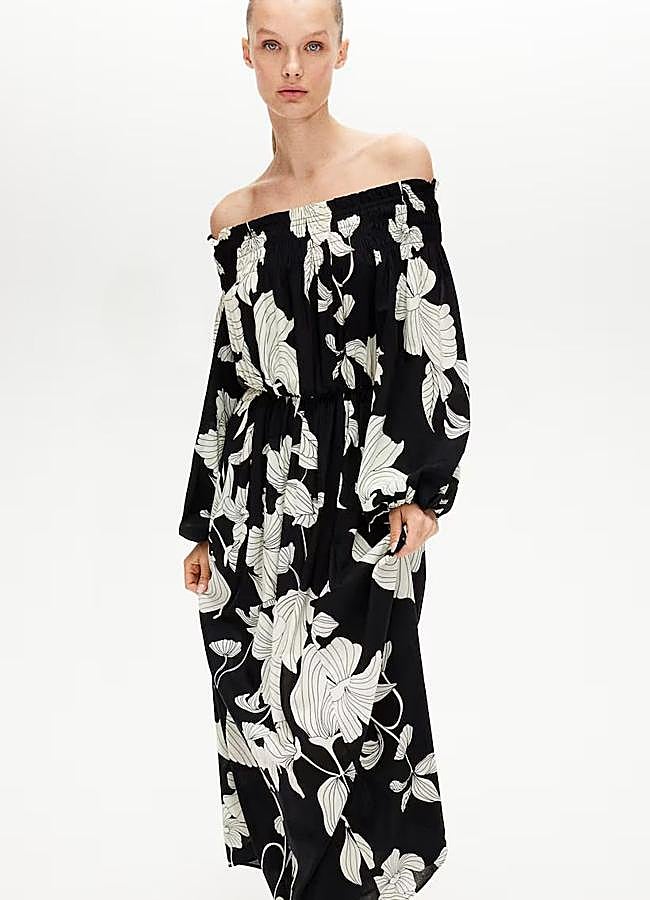Imagen - vestido floral print negro off the shoulder