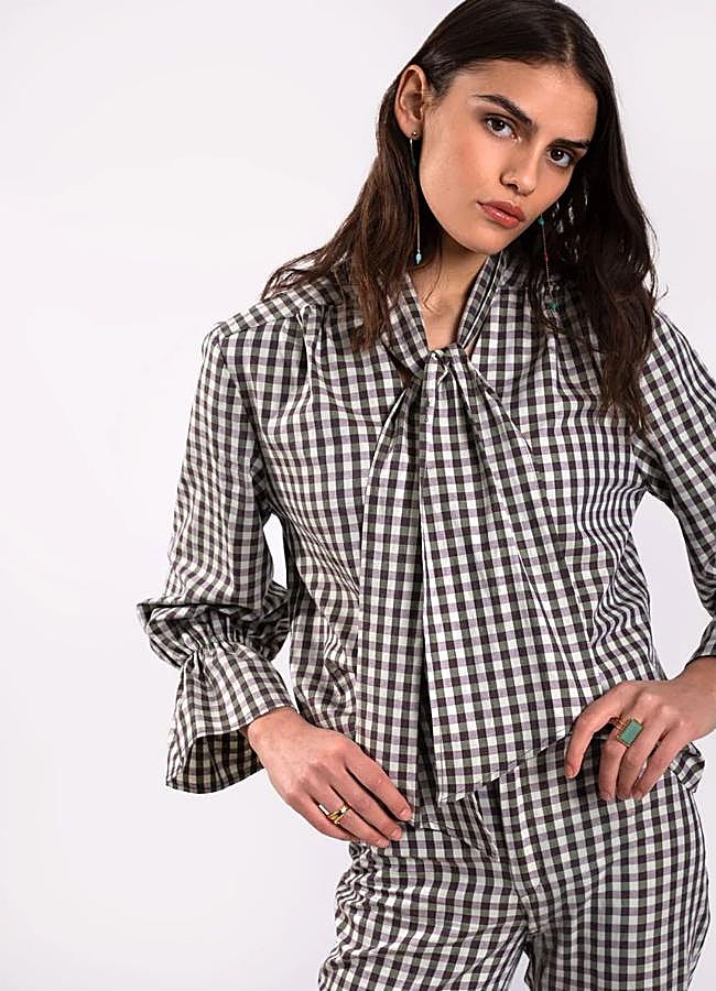 Imagen - Blusa de vichy con lazada en el cuello