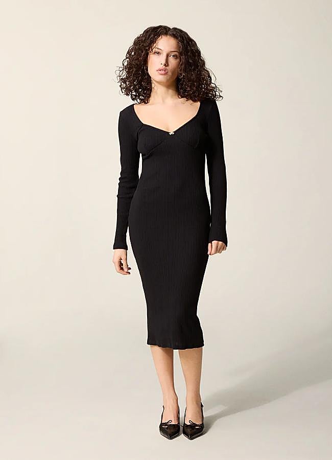 Imagen - Vestido midi de punto color negro