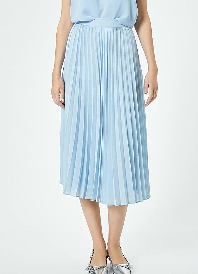 Imagen - Falda plisada tono azul bebé