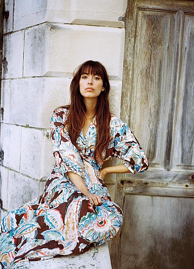 Imagen - Vestido midi estampado multicolor con cut-out