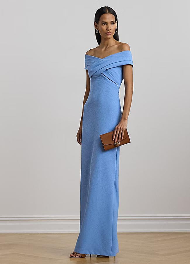 Imagen - Vestido azul con escote bardot de Ralph Lauren.