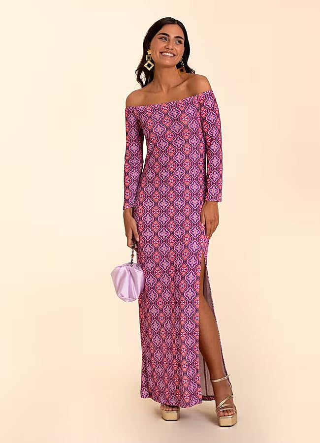 Imagen - Vestido con escote bardot estampado de The Are.