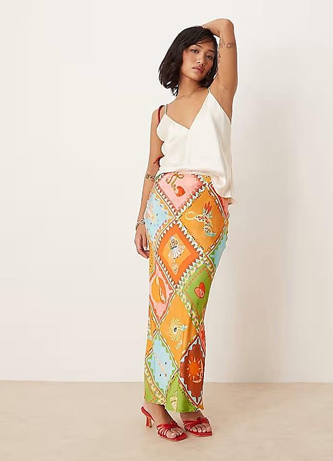 Imagen - Falda satinada fluida con estampado