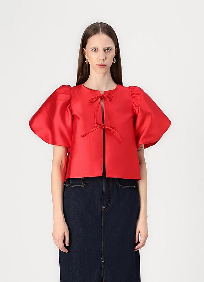 Imagen - Blusa con mangas globo y adorno de lazos