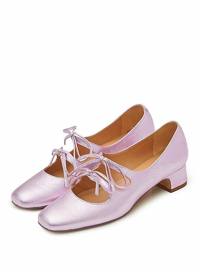 Imagen - Bailarinas efecto metalizado color rosa