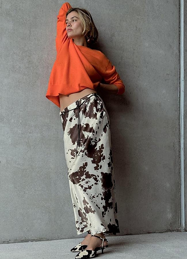 Imagen - Falda con estampado de vaca satinada