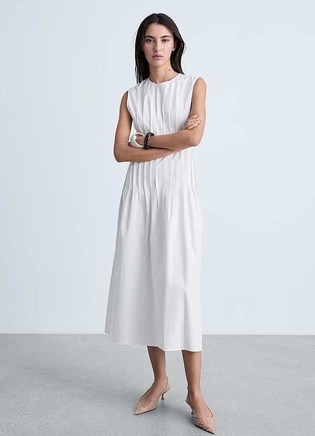 Imagen - Vestido blanco de algodón con manga sisa