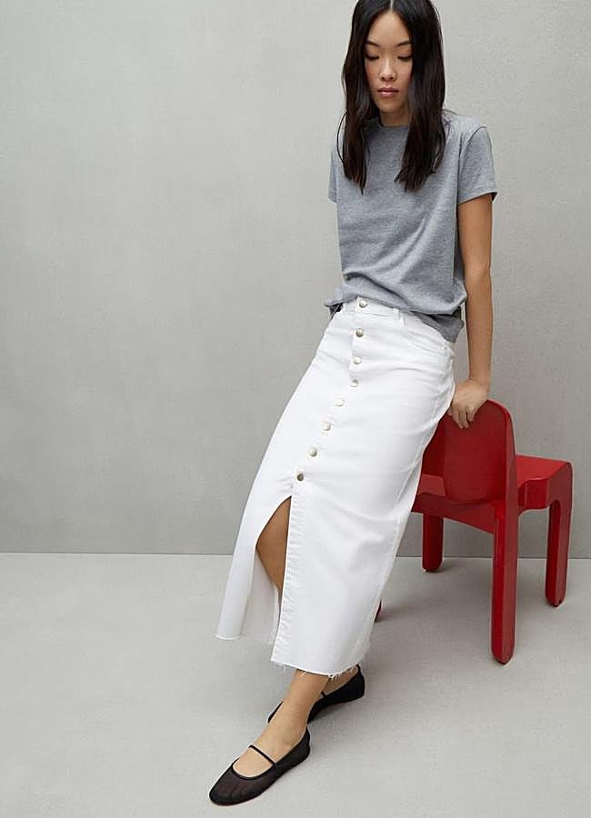Imagen - Falda vaquera blanca larga con botones