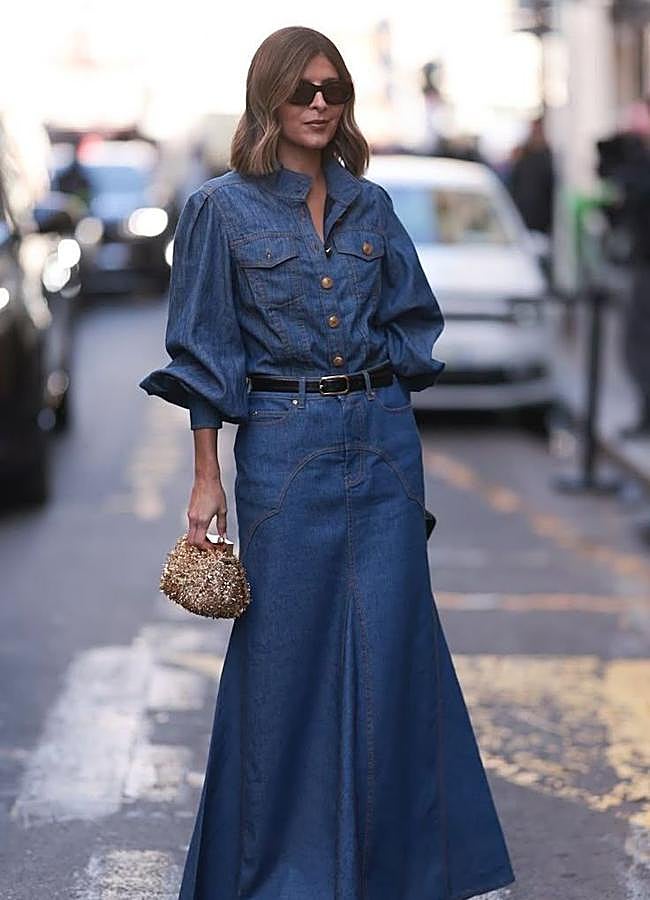 Imagen - Total look denim con camisa y falda larga vaquera/@carolaescala
