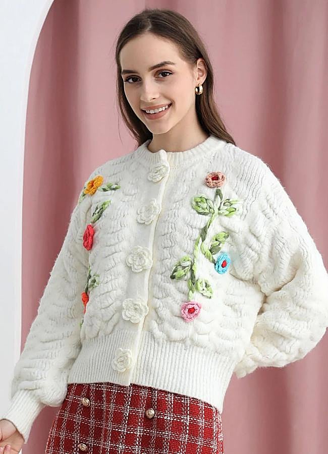 Imagen - Cárdigan bordado con flores en relieve