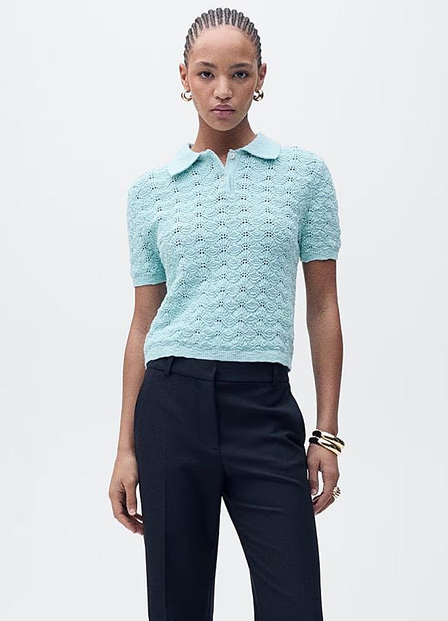 Imagen - Jersey de manga corta calado en azul bebé