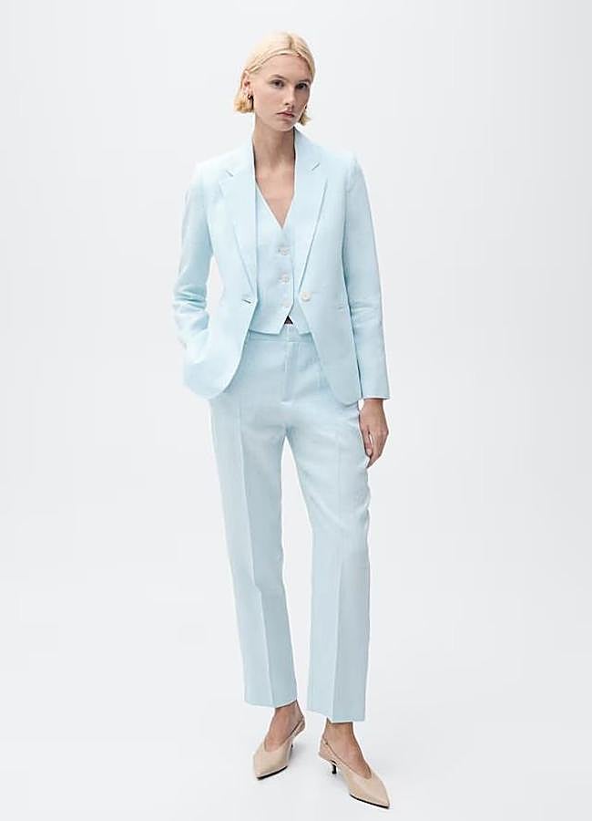 Imagen - Traje de lino azul bebé