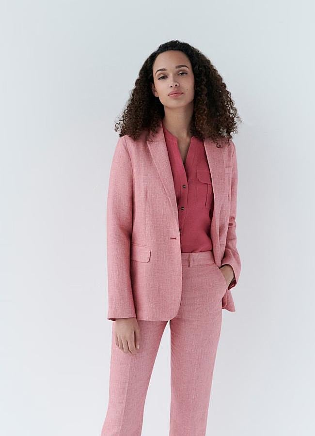 Imagen - Traje de lino rosa claro